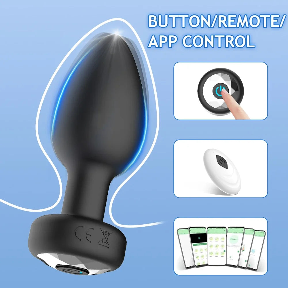 Vibrador Anal con Control remoto, estimulador anal inalámbrico