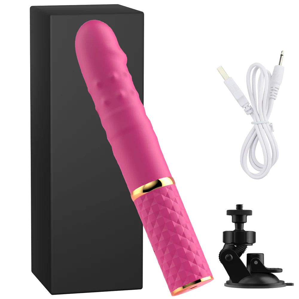 Consolador de punto G de empuje automático, vibrador con ventosa, 10 modos de empuje, estimulación Anal, Clítoris y Vagina