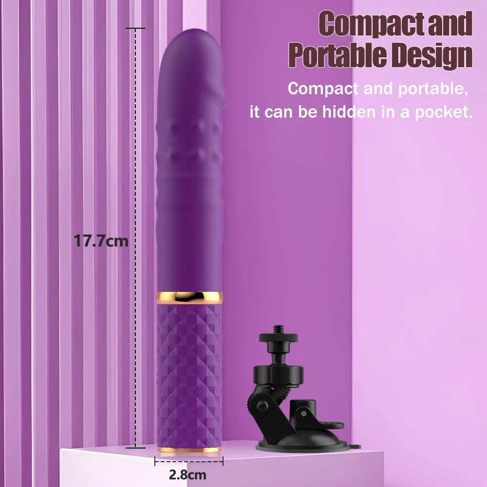 Consolador de punto G de empuje automático, vibrador con ventosa, 10 modos de empuje, estimulación Anal, Clítoris y Vagina