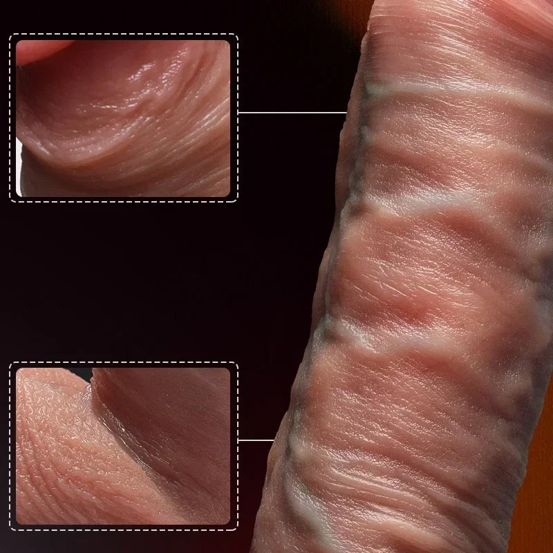 Consolador vibrador realista, movimiento telescópico y con calefacción