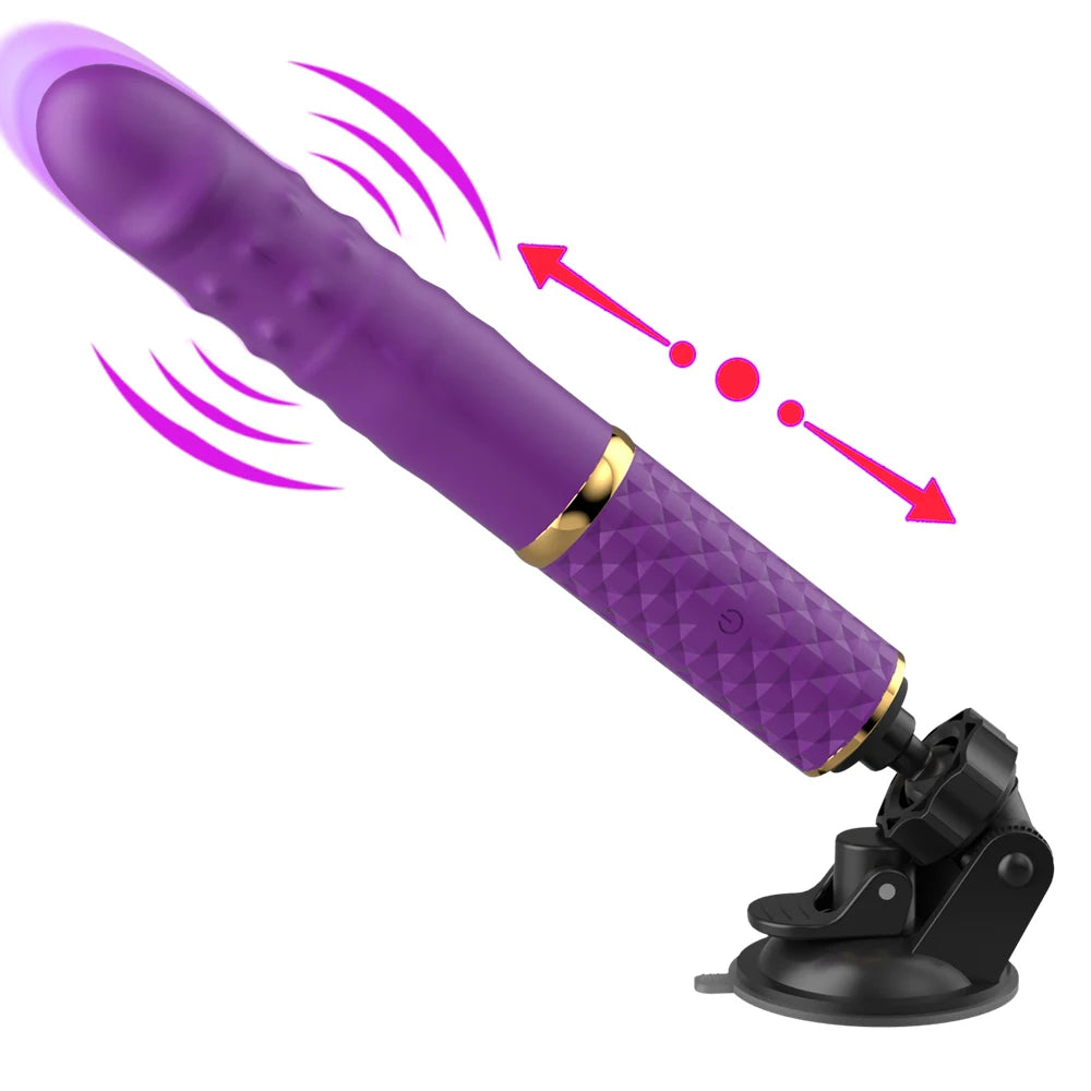 Consolador de punto G de empuje automático, vibrador con ventosa, 10 modos de empuje, estimulación Anal, Clítoris y Vagina