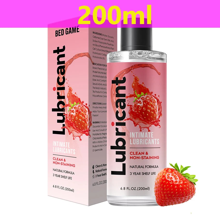 Lubricante Gel comestible con sabor a fresa, lubricante a base de agua.