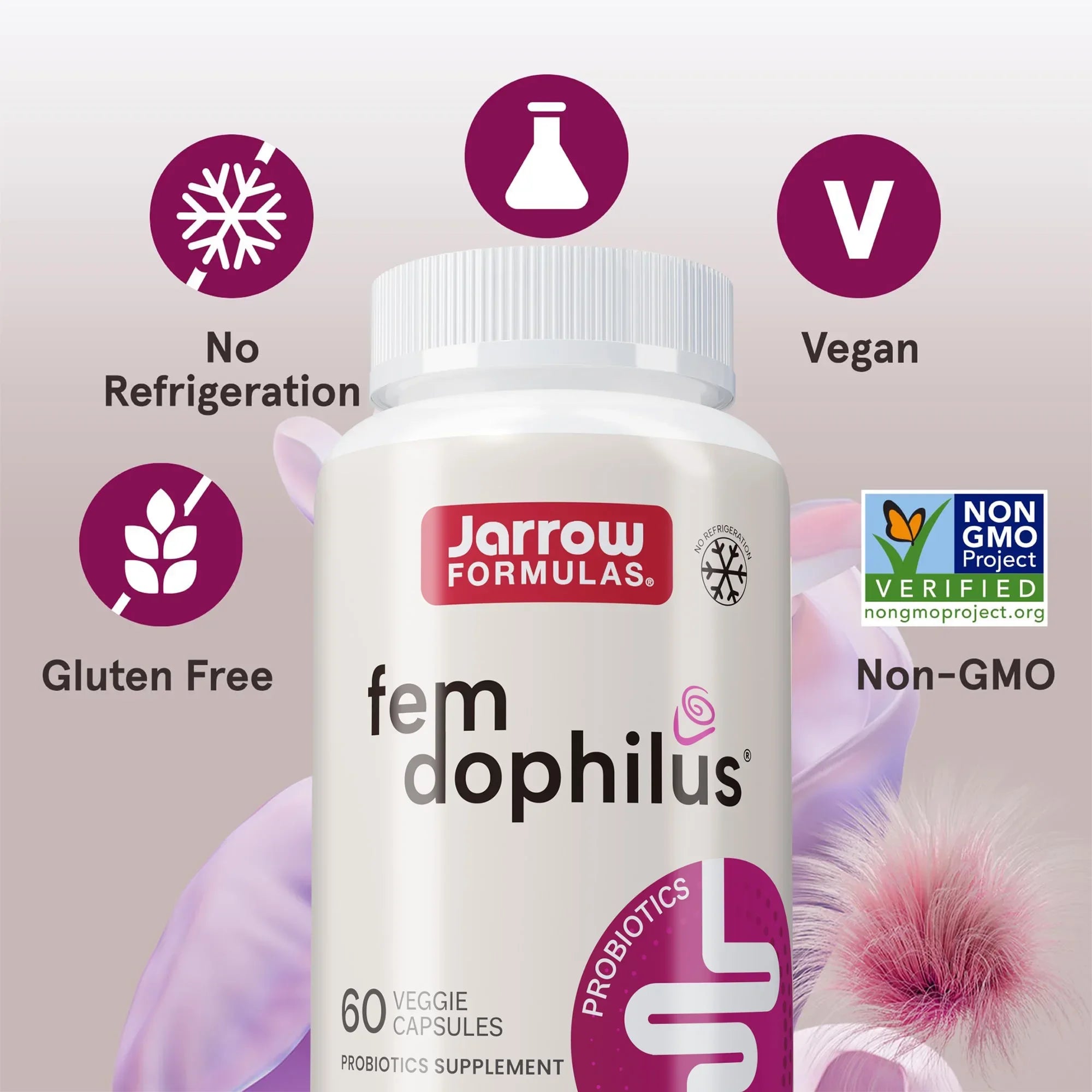 Promueve la salud del trato vaginal y urinario, mantiene el equilibrio de la flora vaginal, mejora la inmunidad, sin gluten