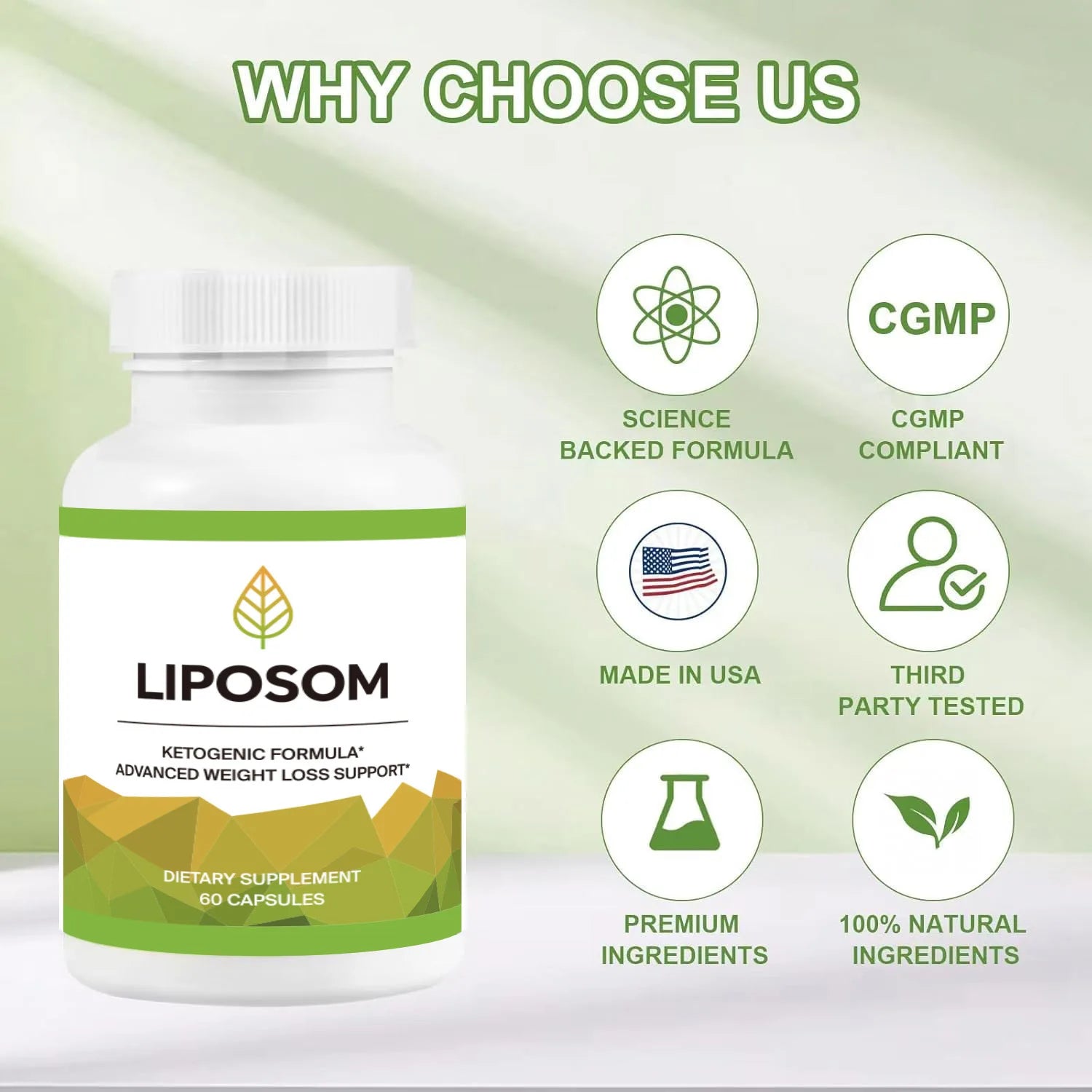 Cápsulas probióticas lipozem 100% naturales Suplemento para energía, vitalidad sexual, vegano, sin gluten