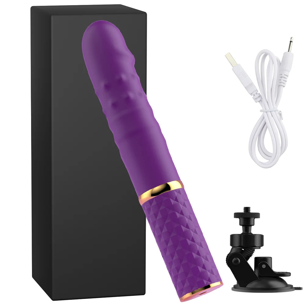 Consolador de punto G de empuje automático, vibrador con ventosa, 10 modos de empuje, estimulación Anal, Clítoris y Vagina