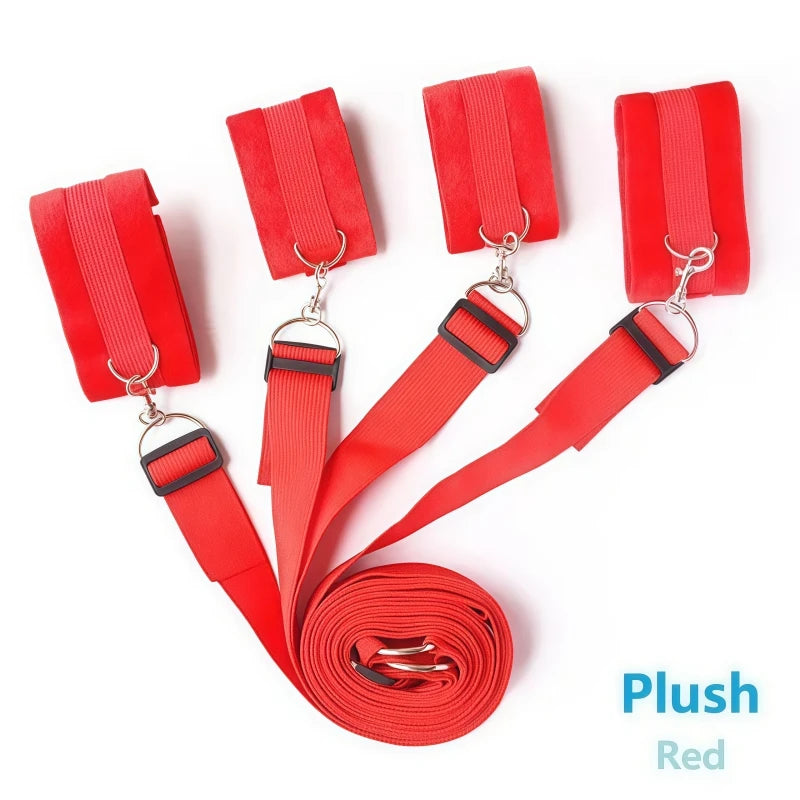 Esposas para Pies y Manos, dominación sobre colchon 4 puntos de amarre