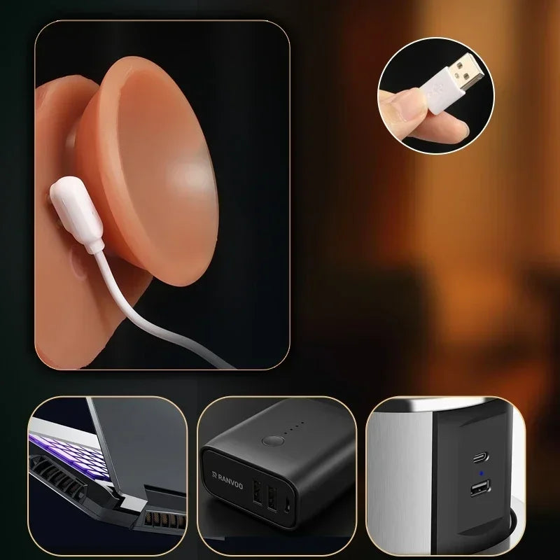 Consolador vibrador realista, movimiento telescópico y con calefacción